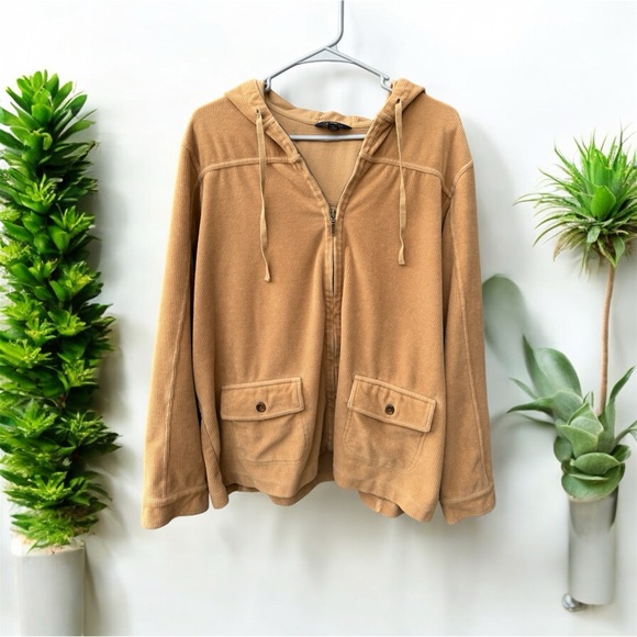 Lands End Corduroy Full Zip Hoodie Size XL - Picture 1 of 2